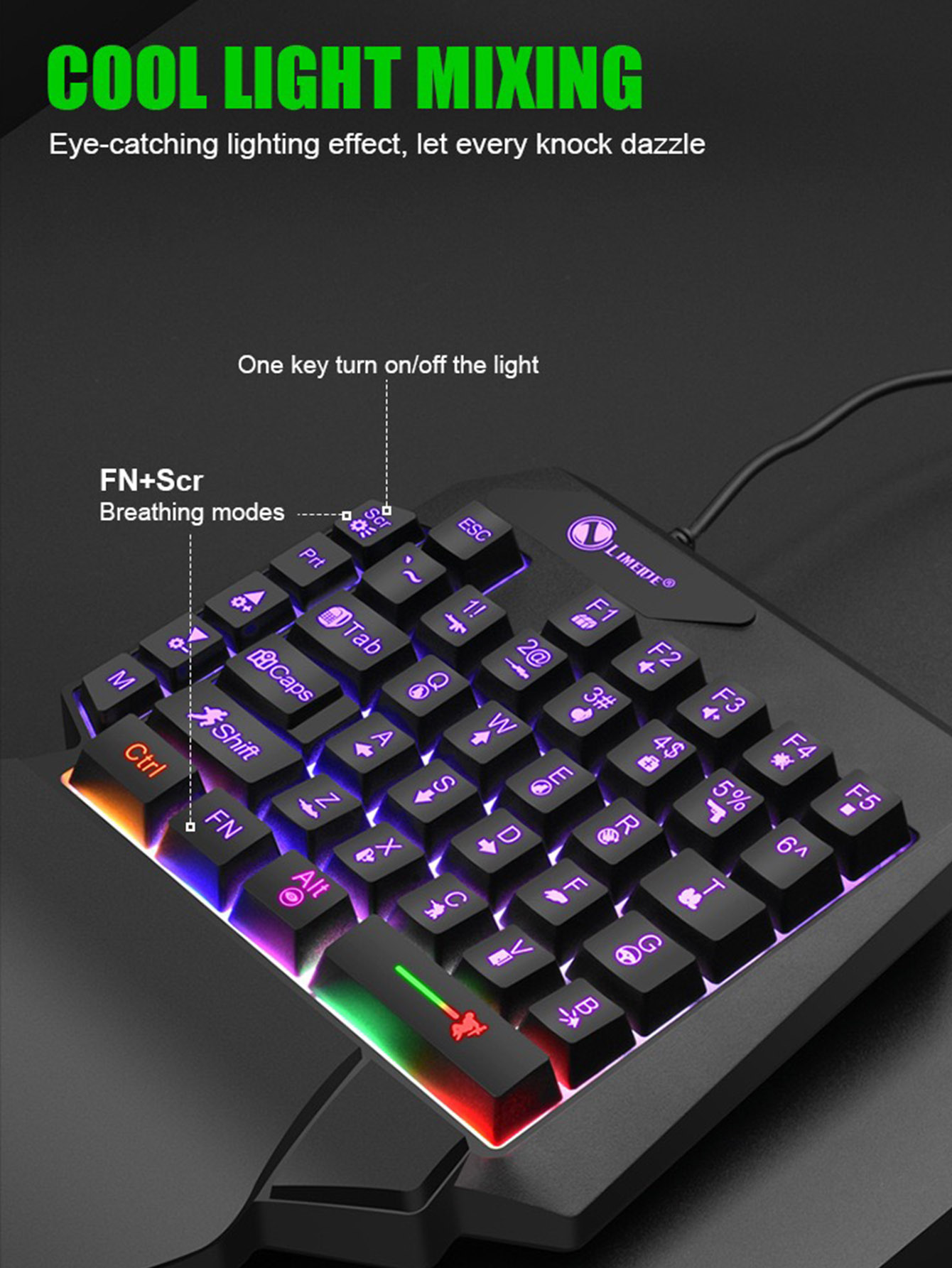 Mechanical One-Handed Light Ga - огляд і ціна Gaming Keyboard Half