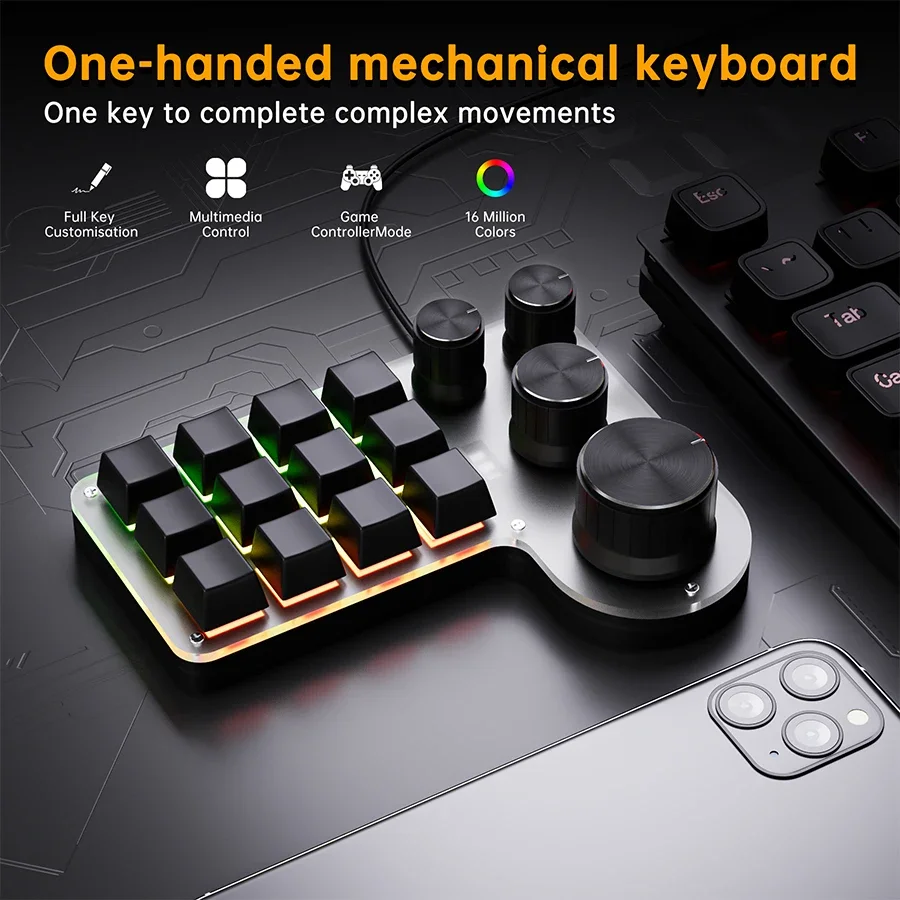 3 Modes 12 Keys Mechanical Key - огляд і ціна Gaming Keyboard Half