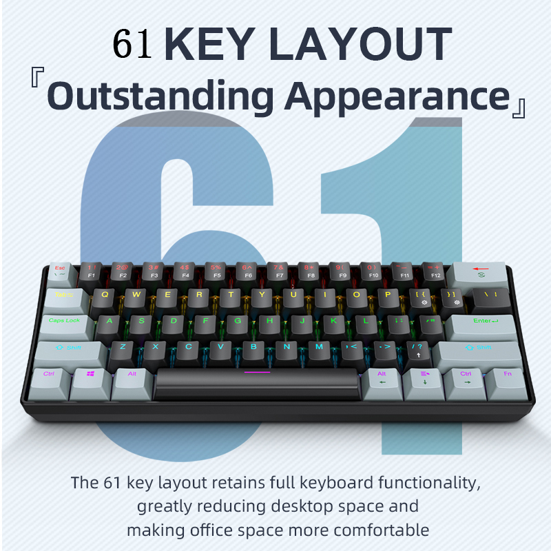 K61 Wired Mechanical Gaming Ke - огляд і ціна Gaming Keyboard Half